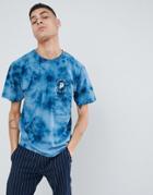 Primitive Skateboarding Crystal Wash T-shirt With Orbit Back Print In Blue - Black
