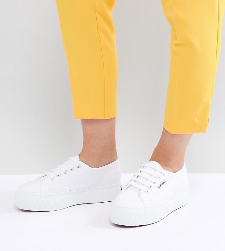 Superga 2790 Linea Flatform Sneakers In White - White