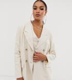 Unique21 Linen Double Breasted Blazer Two-piece - Beige