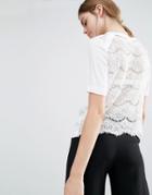 Suncoo Lace Back Silk T-shirt - White