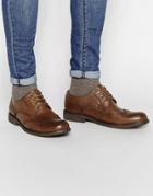 Front Leather Brogues In Tan - Brown