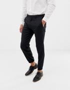 Hugo Taylor Slim Fit Cuff Hem Dress Pants In Black - Black