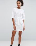 Asos Tie Front Mini Dress - White