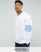 Asos Tall Oversized Sweatshirt With Sleeve Panels - White