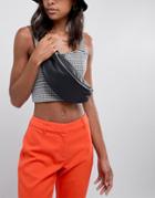 Monki Faux Leather Belt Bag In Black - Black
