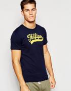 Tommy Hilfiger Logo Regular Fit Crew Neck T-shirt In Organic Cotton - Navy