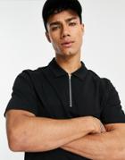 Another Influence Zip Collar Polo In Black