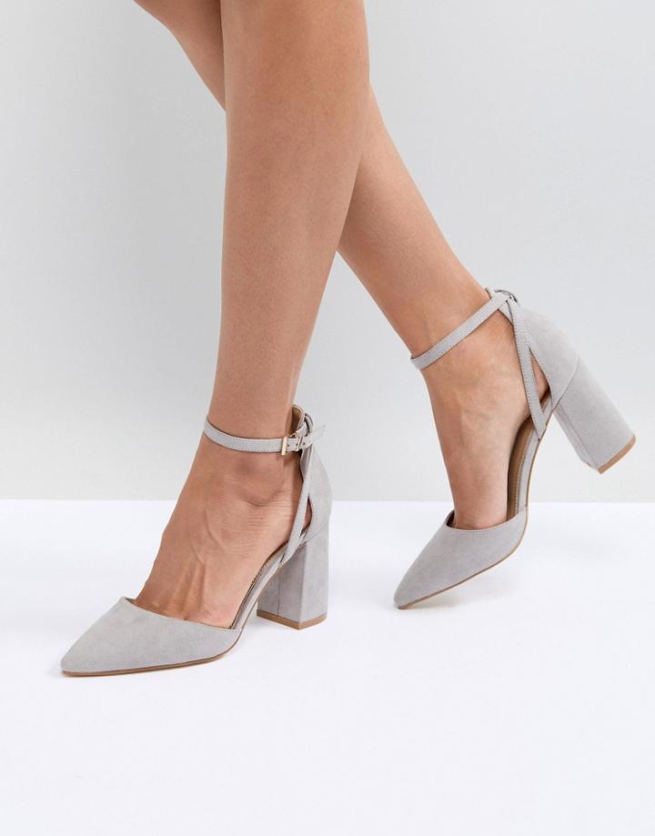 Raid Katy Gray Block Heeled Shoes - Gray