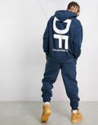 Asos Dark Future Oversized Hoodie In Polar Fleece In Navy With Large Logo Print - Part Of A Set