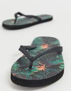 Asos Design Flip Flops With Hawaiian Print-black
