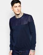 Sisley Sweatshirt With Denim Yoke - Navy