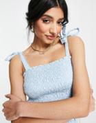 Abercrombie & Fitch Tie Strap Top In Blue Floral-blues