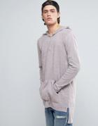 Asos Knitted Longline Hoodie In Pink And Gray Twist - Gray