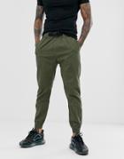 Bershka Sweatpants In Ripstop Khaki - Green