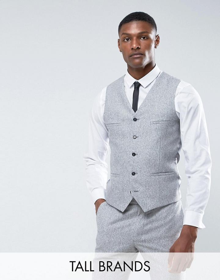 Noak Tall Skinny Vest In Fleck Donegal - Gray