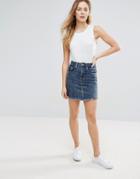 Brave Soul Acid Wash Denim Mini Skirt - Blue