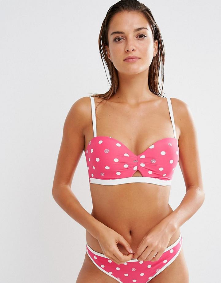 Coco Rave Polka Dot Print Bandeau Bikini Top - Pink