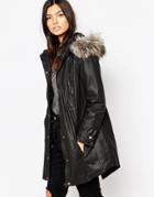 Urbancode Parka With Faux Fur Lined Hood - Black