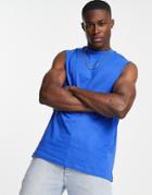 Asos Design Organic Relaxed Fit Tank In Blue-blues