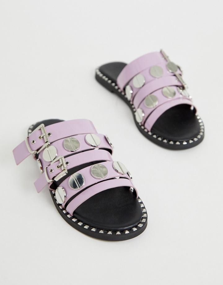 Asos Design Fear Studded Sandals-purple