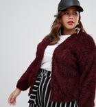 New Look Curve Fluffy Cardigan In Red - Red