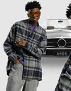 Asos Design Super Oversized Wool Mix Check Shirt In Gray And Black-grey
