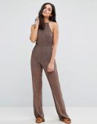 Goldie Captivate Mix Vintage Printed Jumpsuit With Key Hole Back - Multi