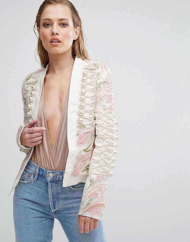 A Star Is Born Embroidered Trophy Jacket - Cream
