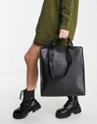 Smith & Canova Leather Tote Bag With Strap In Black