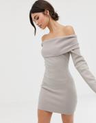 Bec & Bridge Off Shoulder Mini Dress-beige
