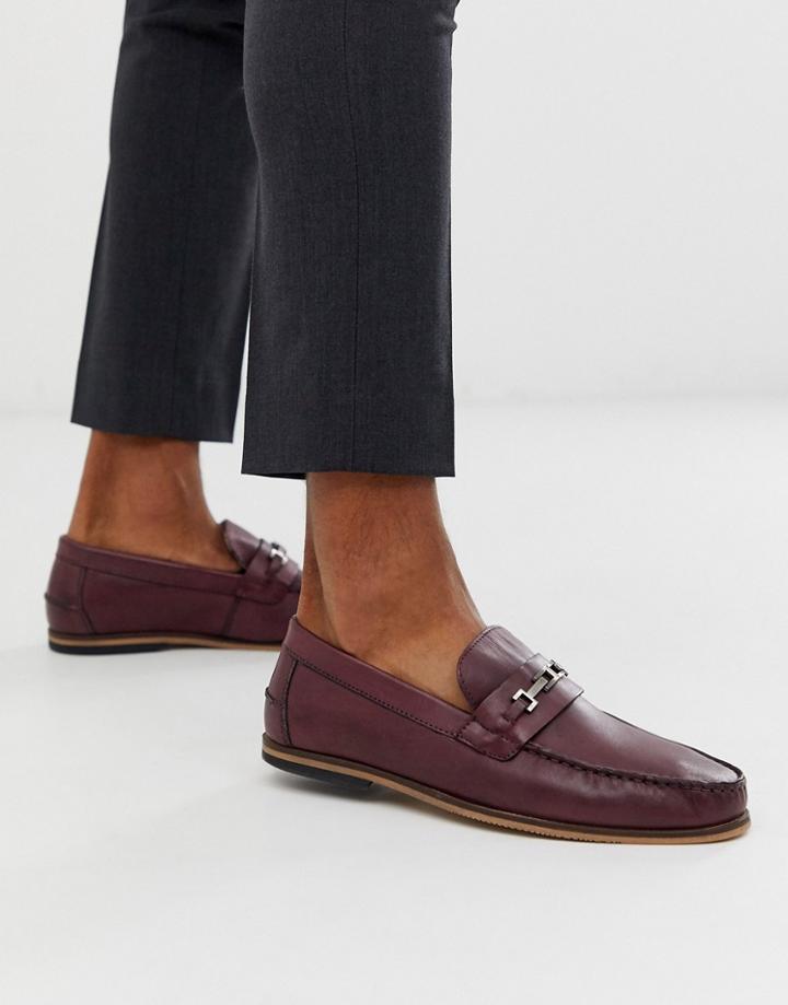 Silver Street Metal Bar Loafer In Oxblood-red