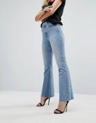 Replay Crop Flare Jean With Seam Detail - Blue