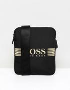 Boss Pixel Flight Bag Nylon Gold Logo In Black - Black
