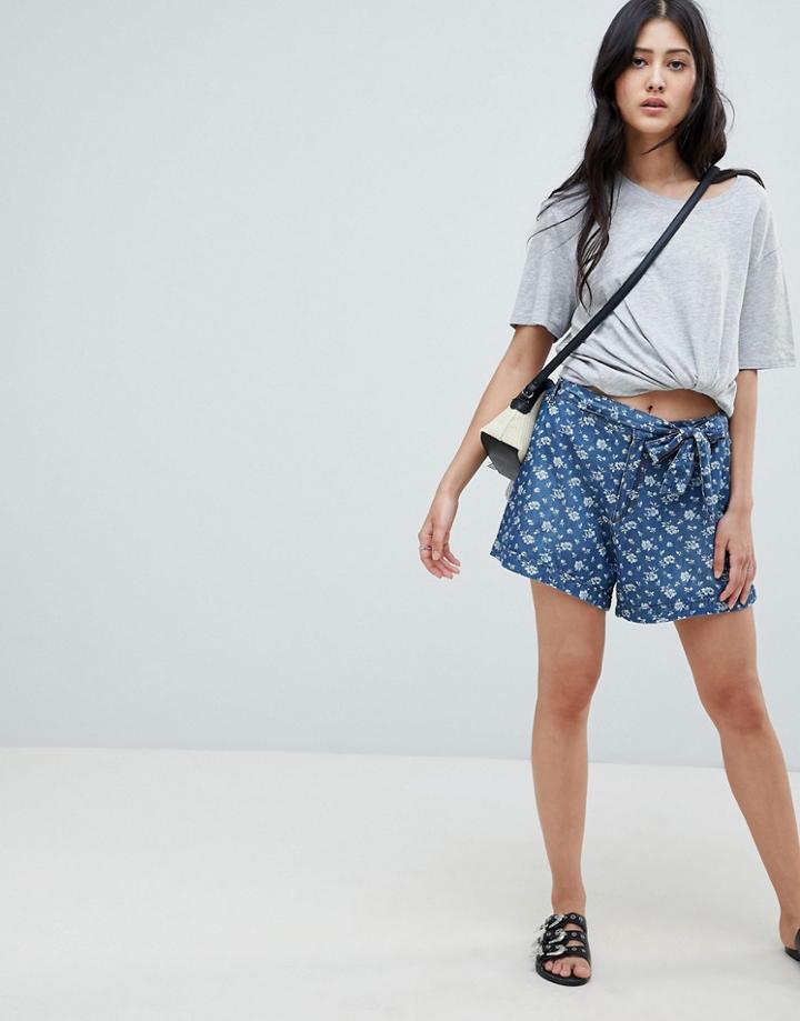 Deby Debo Fresh Print Denim Shorts - Blue