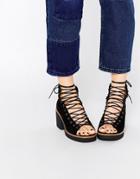 Asos Racer Lace Up Boots - Black Micro