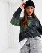 Noisy May Oversized Sweatshirt In Tie Dye Print-black