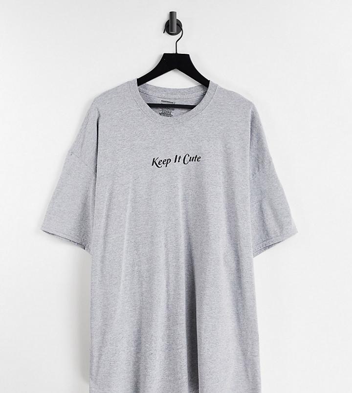 Heartbreak Plus Keep It Cute Slogan T-shirt-grey