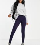 Asos Design Tall Legging With High Waist In Petrol Blue-navy