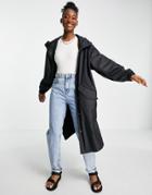 Asos Design Rubberized Midi Rain Coat In Black