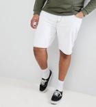 Asos Design Plus Denim Shorts In Slim White Contrast Stitch - White