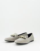 Love Moschino Embellished Loafers In Velvet Pearl-neutral