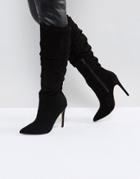 Asos Cora Slouch Pointed Knee Boots - Black