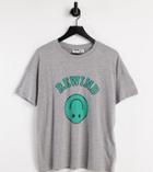Noisy May Petite Exclusive Oversized T-shirt With Smiling Graphic In Light Gray-grey