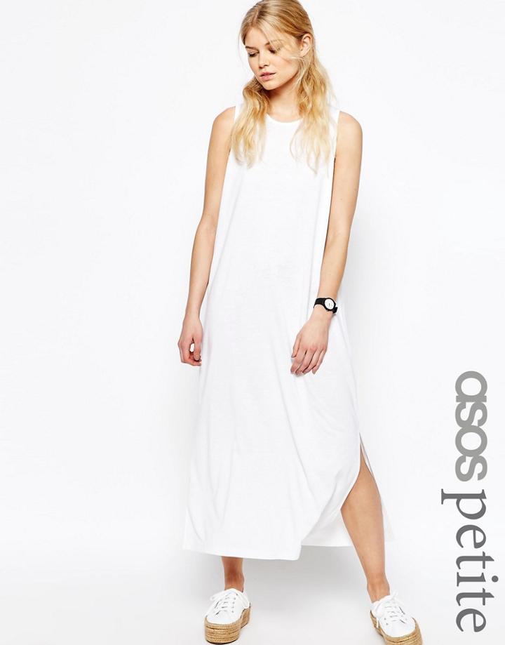 Asos Petite Drop Armhole Maxi Dress - White