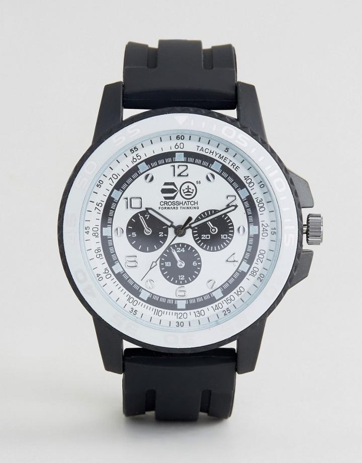 Crosshatch Black Watch With White Dial With Imitation Inner Dials - Bl