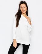 Missguided Textured High Neck Sweatshirt - White