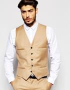 Noak Flannel Vest In Skinny Fit - Camel