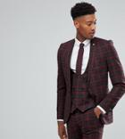 Noose & Monkey Tall Super Skinny Suit Jacket In Plaid Check - Red