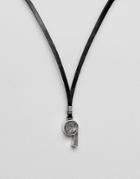 Diesel A-stopp Necklace In Leather In Black Leather - Black