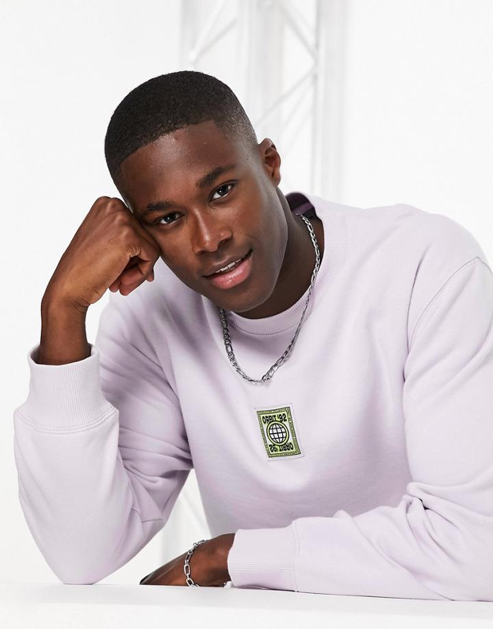 Topman Woven Badge Sweatshirt In Lilac-purple